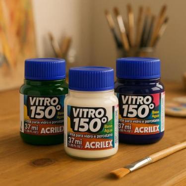 Imagem de Kit com 13 Tintas Vitro 150 de 37ml Acrilex para Vidro e Porcelana