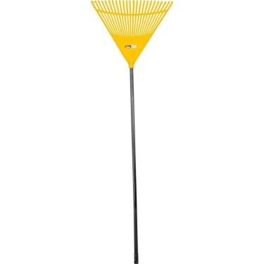 Imagem de Vassoura Plástica para Grama 3129320012 24 Dentes com Cabo de Madeira Amarela Vonder 49,5CM