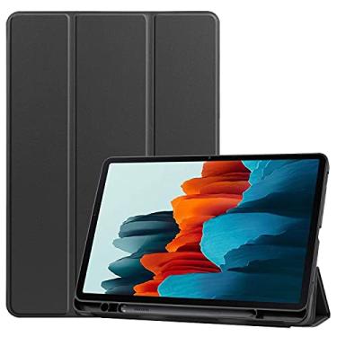 Imagem de Caso ultra slim Para SumSung Galaxy Tab S7 11 Polegada 2020 T870 / 875 Tablet Case Capa, Soft Tpu. Capa de proteção com auto vigília/sono Capa traseira da tabuleta (Color : Black)
