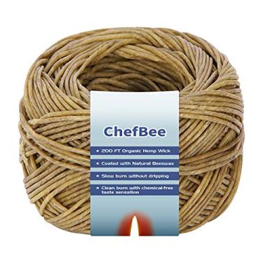 Imagem de CHEFBEE Pavio de cânhamo 100% orgânico, pavio de cânhamo, cera de abelha natural bem revestida para isqueiro de cânhamo ou fabricação de velas, queima lenta, sem gotejamento, tamanho padrão (1,1 mm)