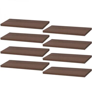 Imagem de Kit 8 Prateleiras 40 x 10cm Nogal Suporte Invisível