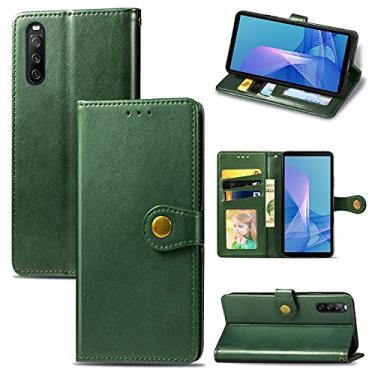 Imagem de HONGYAN Capa de telefone Para Sony Xperia 10 III Couro de Couro Sólido Caso de Telefone de Cores com Cordão e Frame De Fotos & Card Slot & Wallet & Função Capa protetora