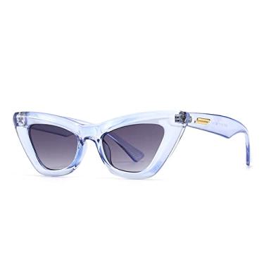 Imagem de Óculos de sol olho de gato feminino moda vintage tons óculos de sol de luxo óculos de sol UV400 Óculos Gafas De Sol,Azul,A