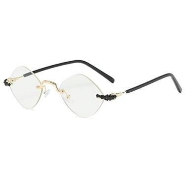 Imagem de Óculos de sol femininos masculinos losango pequeno estilo steampunk moda losango feminino designer estilo retrô viagem uv400, c06a claro, a