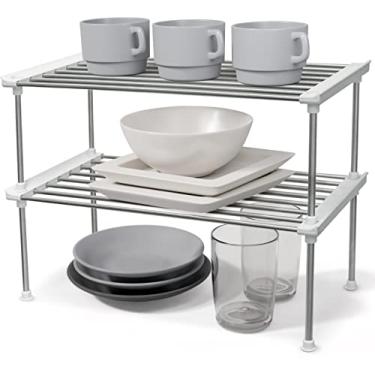 Imagem de Carrotez organizador de armário de despensa, organização e armazenamento de despensa, organizadores de armário e armazenamento, organizador de prateleiras para despensa, organizador de armário de cozinha, branco 40 x 19,8 x 15,5 cm