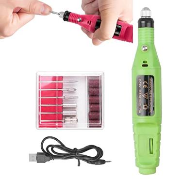 Imagem de Yajun Máquina de broca de unha elétrica conjunto de pedicure de manicure portátil USB limas de unhas brocas ferramentas de remoção de esmalte de gel para mulheres uso em salão doméstico, verde, 16 * 2 cm