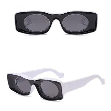 Imagem de Candy Colors Óculos de Sol Retro Feminino Designer Chunky Retângulo Grandes Óculos de Sol Designer Tons Para Mulheres, C9 Preto Branco Preto, Tamanho Único