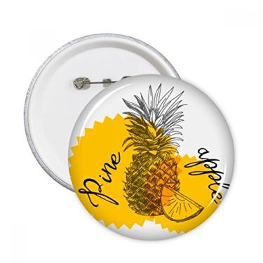Imagem de Broche redondo de frutas com desenho de abacaxi amarelo, 5 peças
