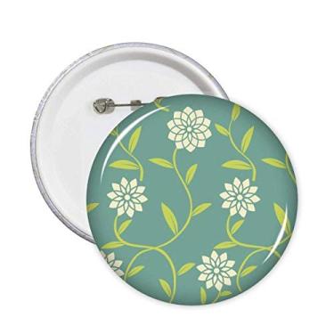 Imagem de Flores verdes brancas padrão decorativo pinos crachá botão emblema decoração acessório 5 peças