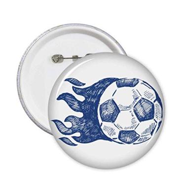 Imagem de Broche de futebol com estampa azul chama de futebol broche de futebol emblema de botão decoração 5 peças