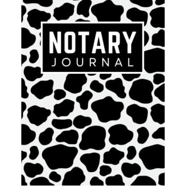 Imagem de Notary Journal: 8.5x11 Large Notarial Logbook / With 200 Numbered Pages - Two Records Logs Per Page / 400 Records / Modern Black White Cow Animal Print Pattern / Ledger Book Gift For Signing Agents