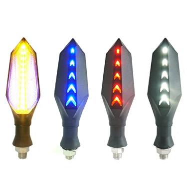 Imagem de Luzes de seta de LED para motocicletas universais dianteiras traseiras DC 48v 52v 60v 72v pisca-pisca luz indicadora lâmpadas de giro para motocicletas elétricas, scooter, bicicleta e-bike (âmbar/azul)