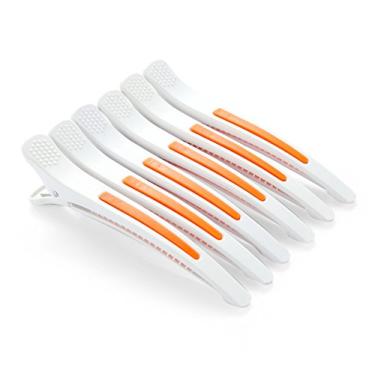 Imagem de 6 peças/conjunto de presilhas de cabelo pin-up de plástico com aba de pato para divisão de cabelo – Pulseira de silicone profissional antiderrapante clipes de salão DIY acessórios grampos de cabelo para mulheres, White-Style3