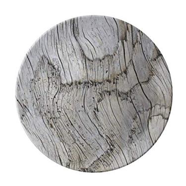 Imagem de Prato decorativo de porcelana com listras cinza e textura antiga