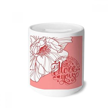 Imagem de DIYthinker Caixa de cerâmica rosa feliz dia dos namorados amor rosa porta-moedas presente de cofrinho