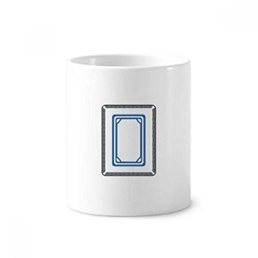 Imagem de Suporte para caneta de escova de dentes com estampa de azulejos Mahjong branco suporte de cerâmica copo lápis