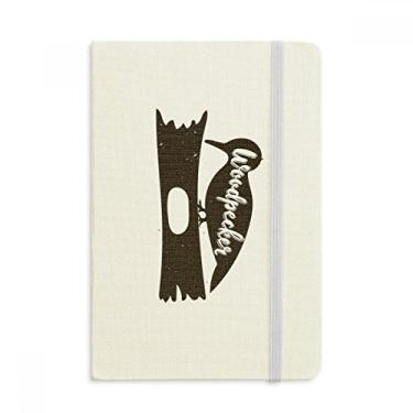 Imagem de Woodpecker Caderno de animal preto e branco oficial de tecido capa dura diário clássico