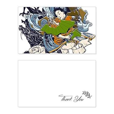 Imagem de Quimono japonês feminino Samurai espada cartão de agradecimento aniversário saudação casamento agradecimento
