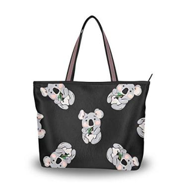 Imagem de ColourLife Bolsa tote com alça superior fofa de urso coala bolsa de ombro para mulheres e meninas, Multicolorido., Large