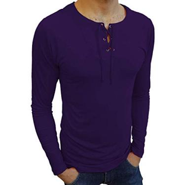 Imagem de Camiseta Bata Básica Manga Longa cor:roxo;tamanho:m