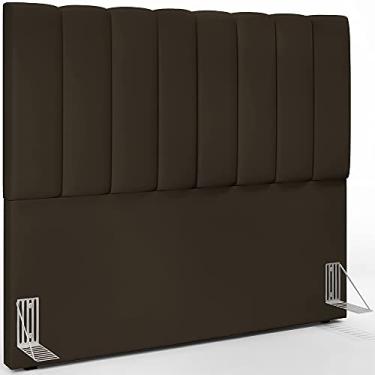 Imagem de Cabeceira Cama Box Casal 140 cm Dália W01 Suede Marrom - Lyam Decor