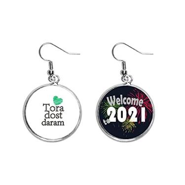 Imagem de Brinco persa Farsi Tora Dost Daram Language Ear Pendants Jewelry 2021 Blessing