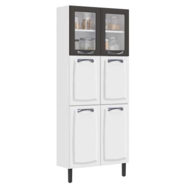 Imagem de Paneleiro Cozinha Itatiaia Aço 6 Portas 2 Em Vidro New Premium Branco/Grafite