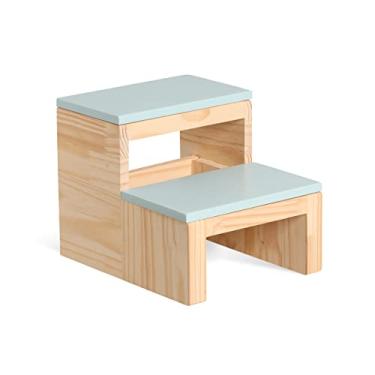 Imagem de Escada Infantil Madeira Quarto E Banheiro Laqueado Azul Bb