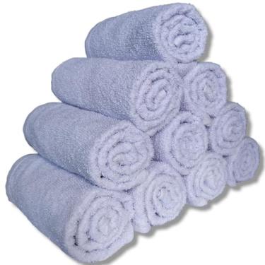 Imagem de Kit 10 Toalhas para Salão de Beleza Barbearia Toalhas para uso profissional Kit toalhas salão de beleza Toalhas de alta absorção (Branco)