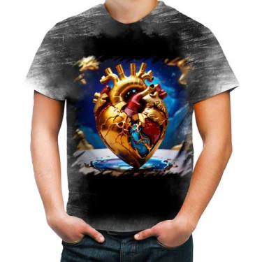 Imagem de Camiseta Desgaste Coração De Ouro Líquido Gold Heart 1 - Kasubeck Stor