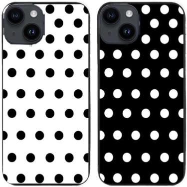 Imagem de 2 peças preto branco bolinhas impressas TPU gel silicone capa de telefone traseira para Apple iPhone todas as séries (iPhone 15 Plus)