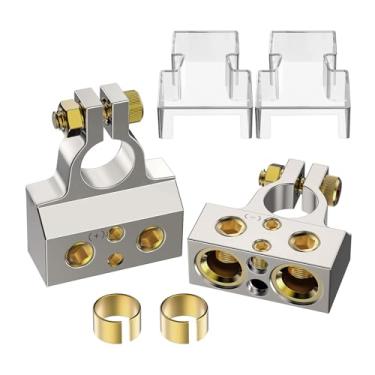 Imagem de FROGBRO Conectores de terminal de bateria, adequados para terminais de bateria AWG 0/2/4/8/10, bloco de distribuição de terminais da bateria de carro com tampa de proteção de PC (+/-)