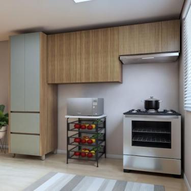 Imagem de Cozinha 3 Peças 270cm com Paneleiro 2 Portas 2 Gavetas e 2 Armário Aéreo 2 Portas Geladeira Rainha