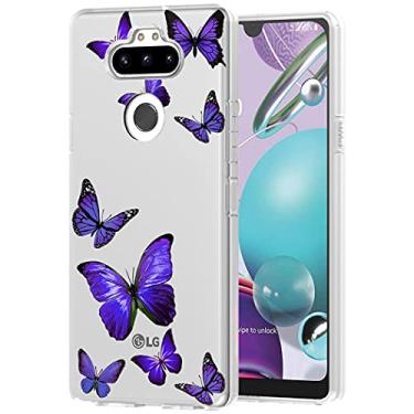 Imagem de Vavies Capa para LG Aristo 5 Plus/para LG K31/Risio 4/Phoenix 5/Fortune 3 Capa para meninas, capa protetora fina à prova de choque transparente macia flexível TPU para celular para LG K31 (borboleta