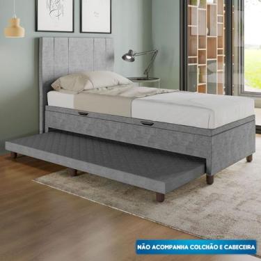Imagem de Base Cama Baú Solteiro com Cama Auxiliar c/colchão conjugado Veludo - 