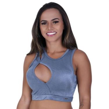 Imagem de Top cropped fitness decote gota bojo cirrê relevo poliamida helo-orbis