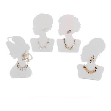 Imagem de Expositor Busto De Brinco E Colar P/ Joias  Bijuterias 4 Pç - Acriliku