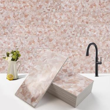 Imagem de Bainley Revestimento traseiro de 100 peças, azulejos de parede de PVC de 7,6 cm x 15,2 cm, adesivos para cozinha, lareira, banheiro