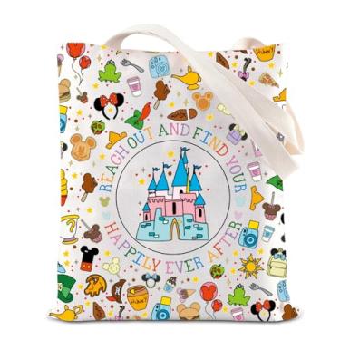 Imagem de TGBJE Bolsa de presente Magic Castle Reach Out And Find Your Happily Ever After WDW Magic Kingdom Gift Vacation Trip Shopping Bag, Sacola extensível