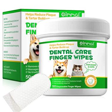Imagem de 50 peças de limpeza de dentes de cães, lenços de limpeza de dentes para cães e gatos, kit de escova de dentes para cães, lenços de dedo para cuidados dentários para cães, remover mau hálito, placa e