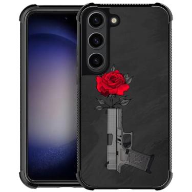 Imagem de Yicomon Capa para celular compatível com Samsung Galaxy S23, estampa rosa na arma, durável, moderna, engraçada, capa protetora macia antiarranhões à prova de choque