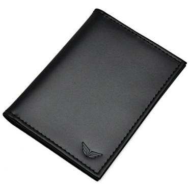 Imagem de Carteira Masculina Slim em Couro Porta Rg Porta Cartões Preto Liso - J