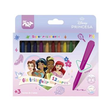 Imagem de Giz Cera Triangular Princesas Disney Com 12 Cores Dac