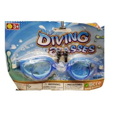 Imagem de Kit Óculos Azul de Natação e protetor de Ouvido Infantil - DIVING GLAS