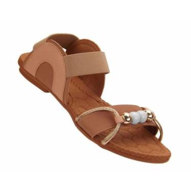 Imagem de Sandália com pérolas rasteirinha,super confortável com elastico e com 