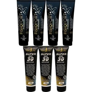 Imagem de Kit 4 Pomada Massageadora Fisiofort Premium 150g + 3 Super Gel 30 Erva