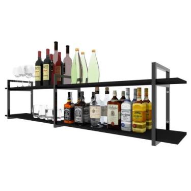 Imagem de Aparador Prateleira industrial sala barzinho preto bar adega hall de e