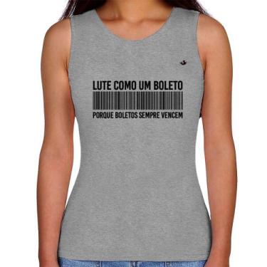 Imagem de Regata Feminina Lute como um boleto - Foca na Moda, Cinza, GGG
