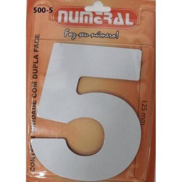 Imagem de Algarismo 5 Numeral 125mm Branco 500-5 - Numeral Ind