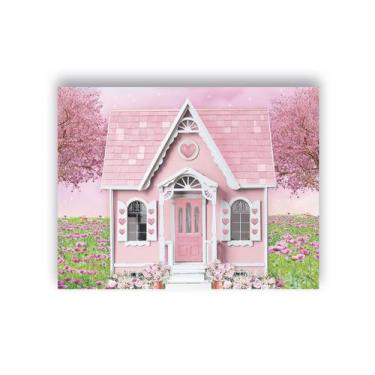 Imagem de Fundo Fotográfico 1,55 X 1,20 - Jardim Florido Com Casinha 013 - Via C